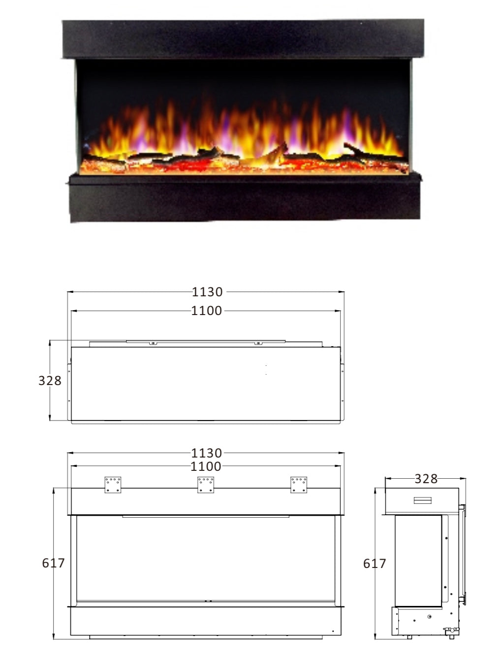 ELEKTRISCHE SFEERHAARD 1100MM INBOUW (incl verw)