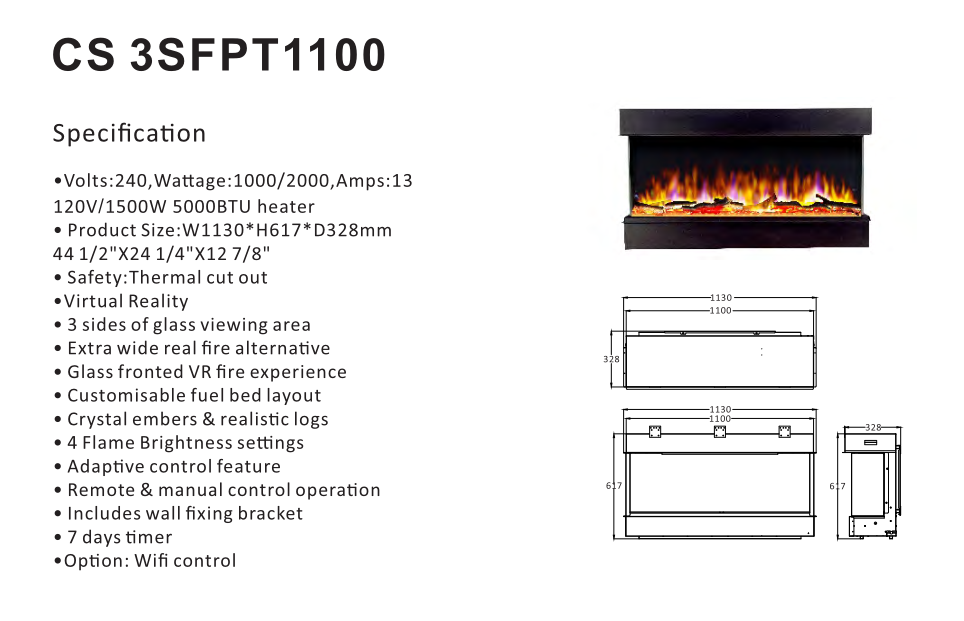 ELEKTRISCHE SFEERHAARD 1100MM INBOUW (incl verw)