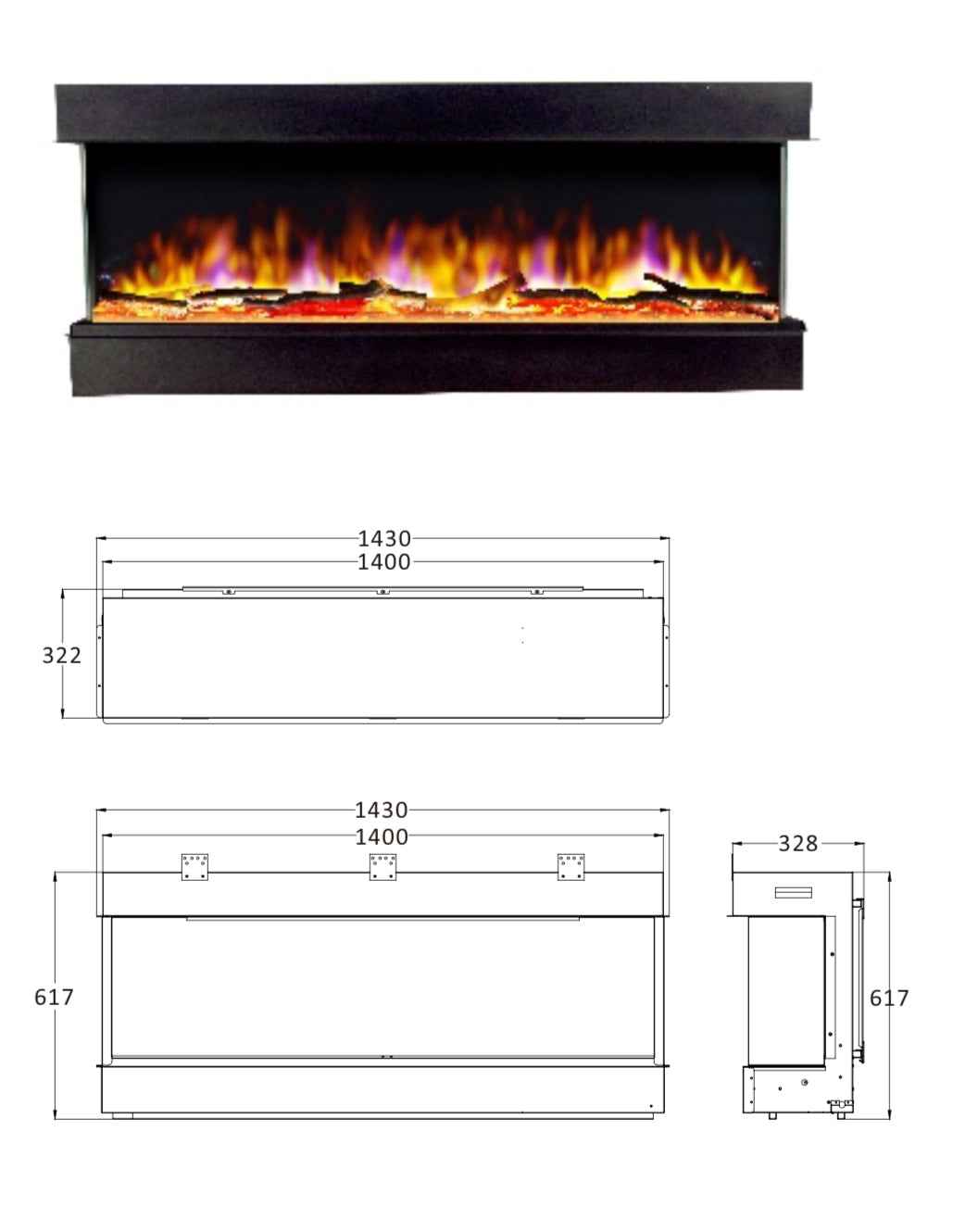ELEKTRISCHE SFEERHAARD 1400MM INBOUW (incl verw)