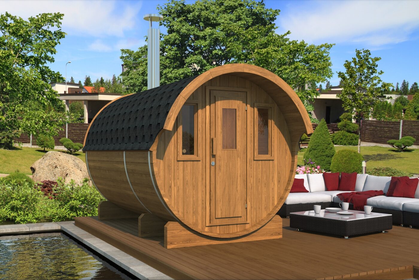 Gothenburg Wooden Barrel Sauna voor 6 personen - 200cm