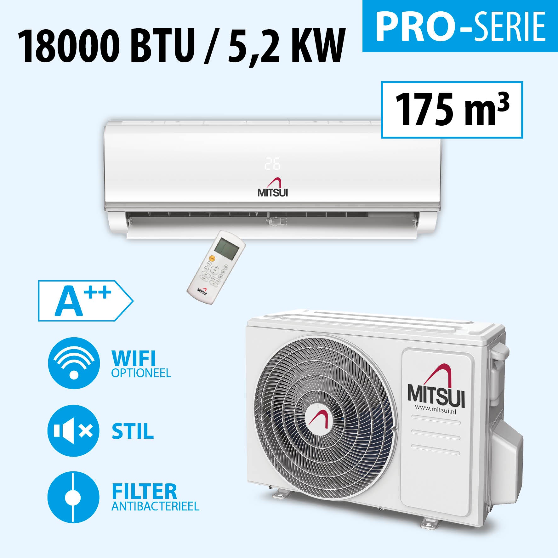 MITSUI PRO 18000BTU (A++) 175m3 KOELEN