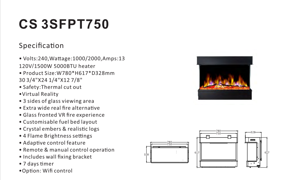 ELEKTRISCHE SFEERHAARD 750MM INBOUW (incl verw)