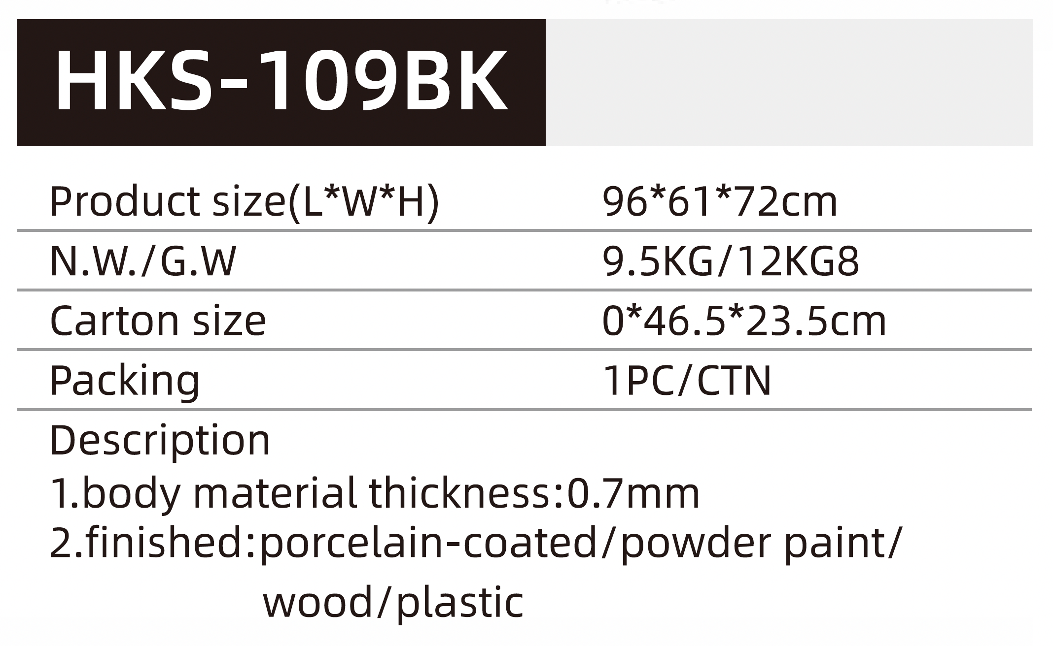 BBQ GRILL HKS-109BK
