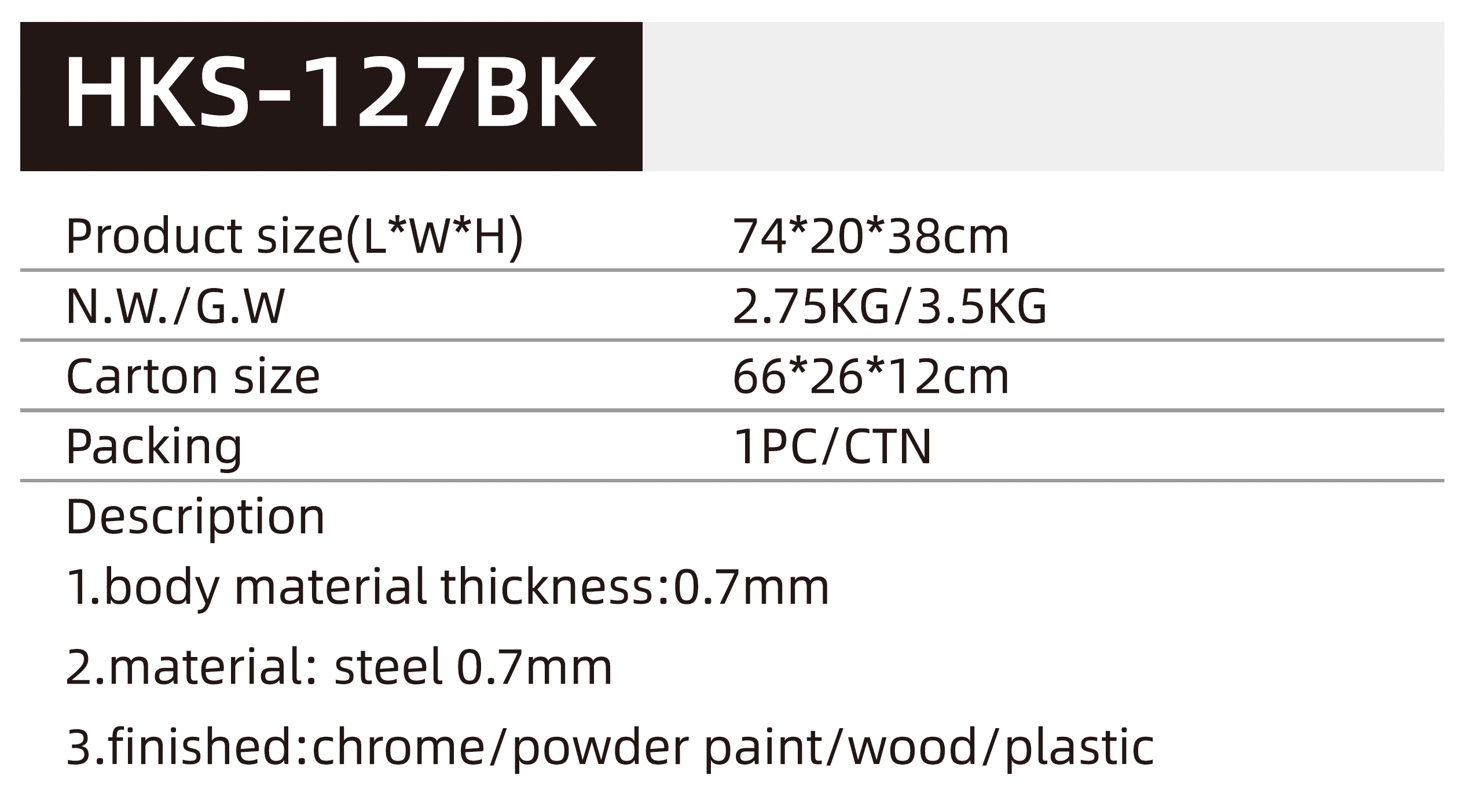 BBQ GRILL HKS-127BK