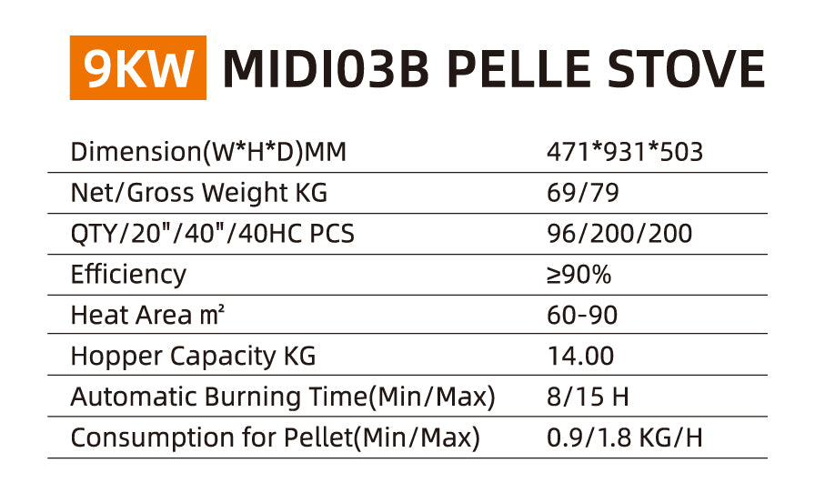 PELLET STOVE MIDIO3B 9KW