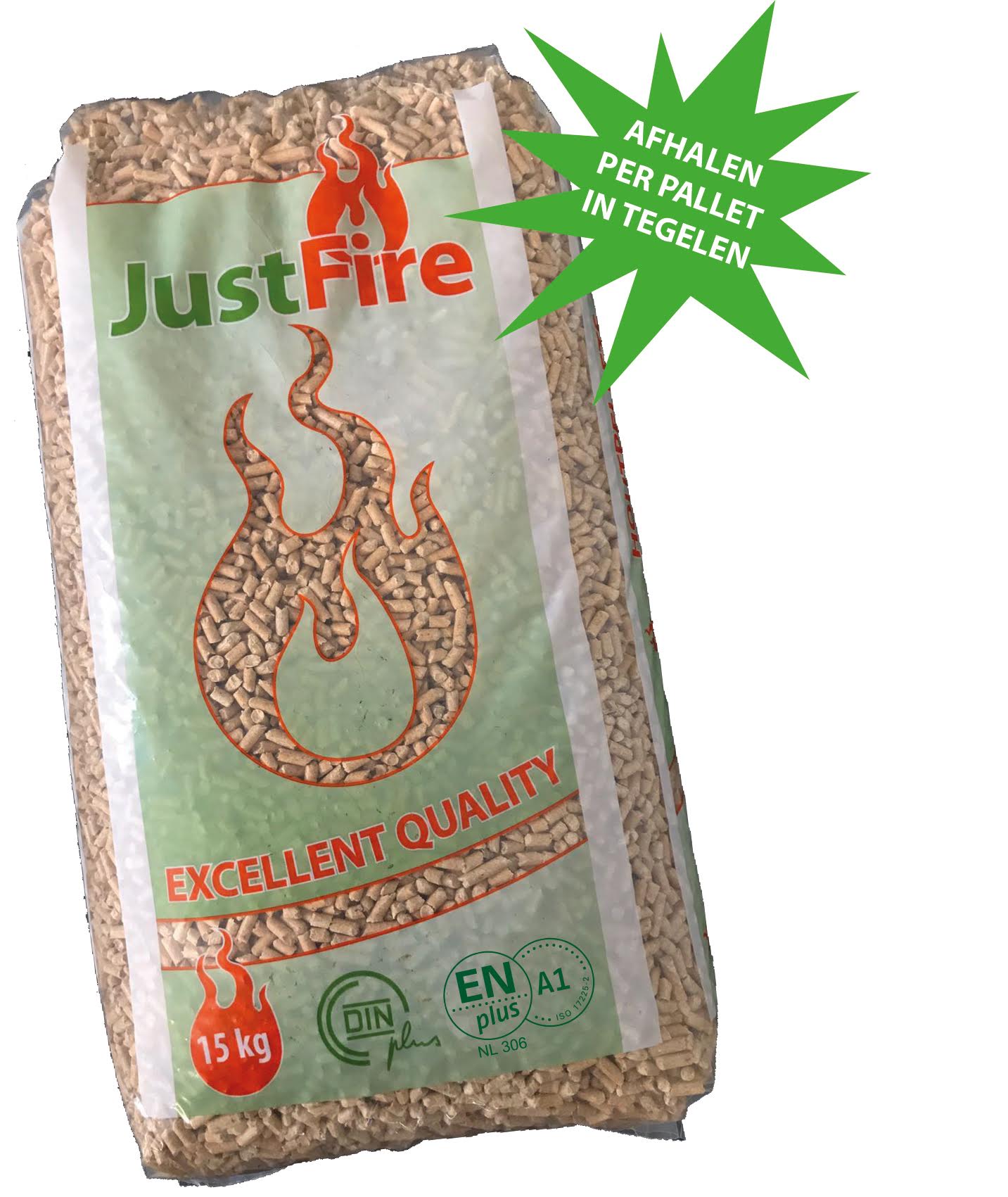 PELLETS JUSTFIRE 990kg (afhalen Filiaal Tegelen.)