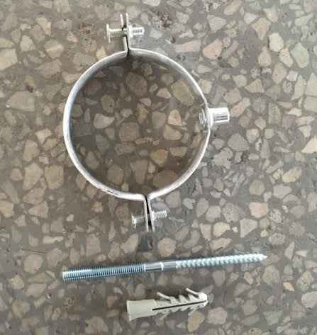 80mm MUURBEUGEL TBV ZWARTE PIJP (zilver)