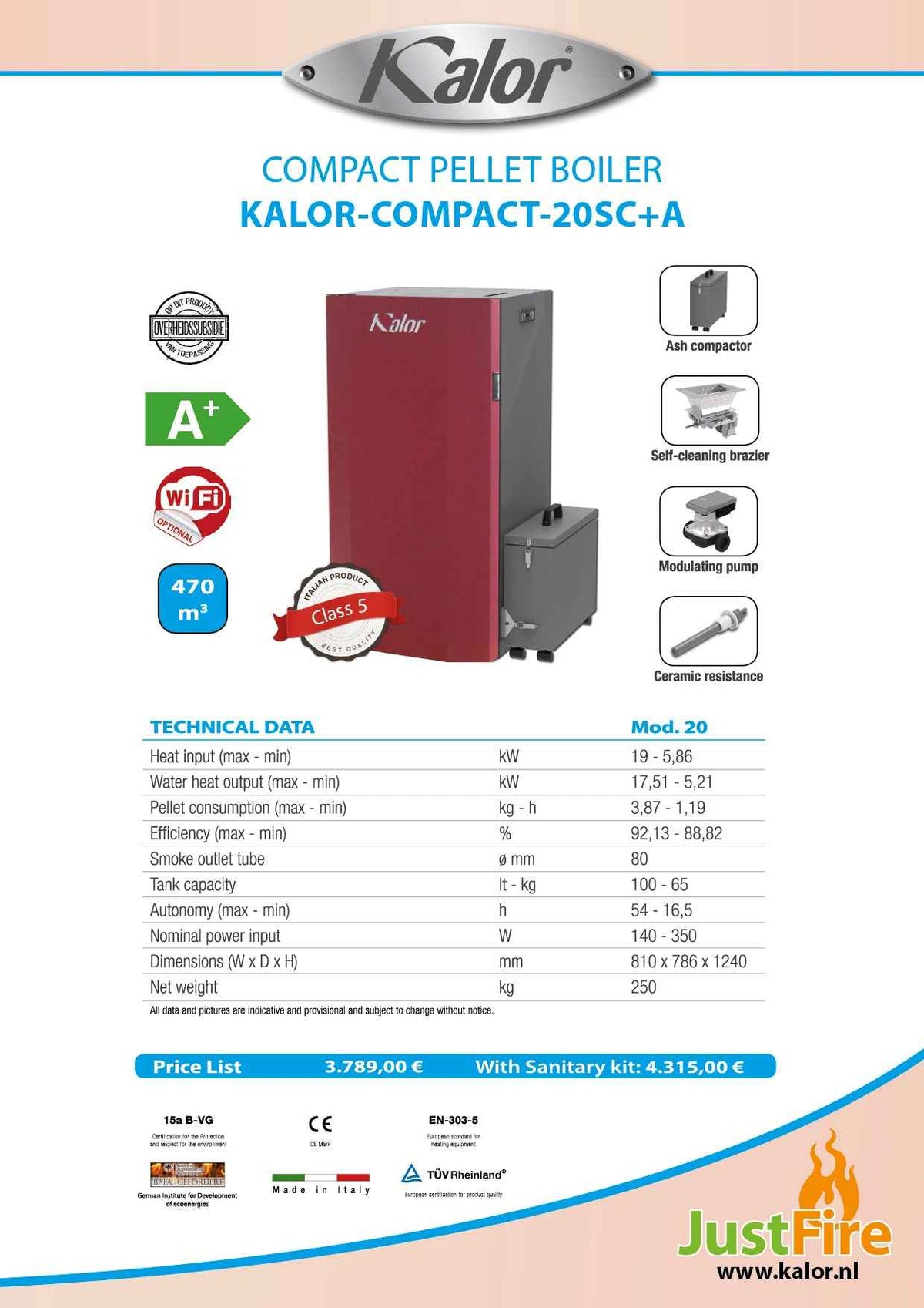 KALOR-COMPACT20 SELF CLEAN+ASBAK (A+)