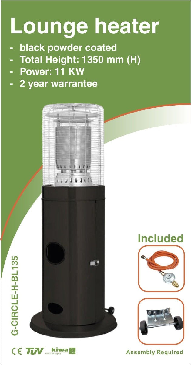 Terras Heater Lounge (Zwart 1.35m, 11Kw) Rond
