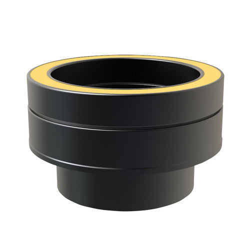 Onderaansluitstuk enkel naar dubbelwandig vlak vrouwelijk Ø 150/200 mm Dubbelwandig geïsoleerd mat zwart RAL9004