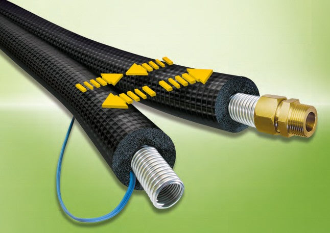 Zonneboiler 25 meter flexibele RVS slang DN16 2 in 1