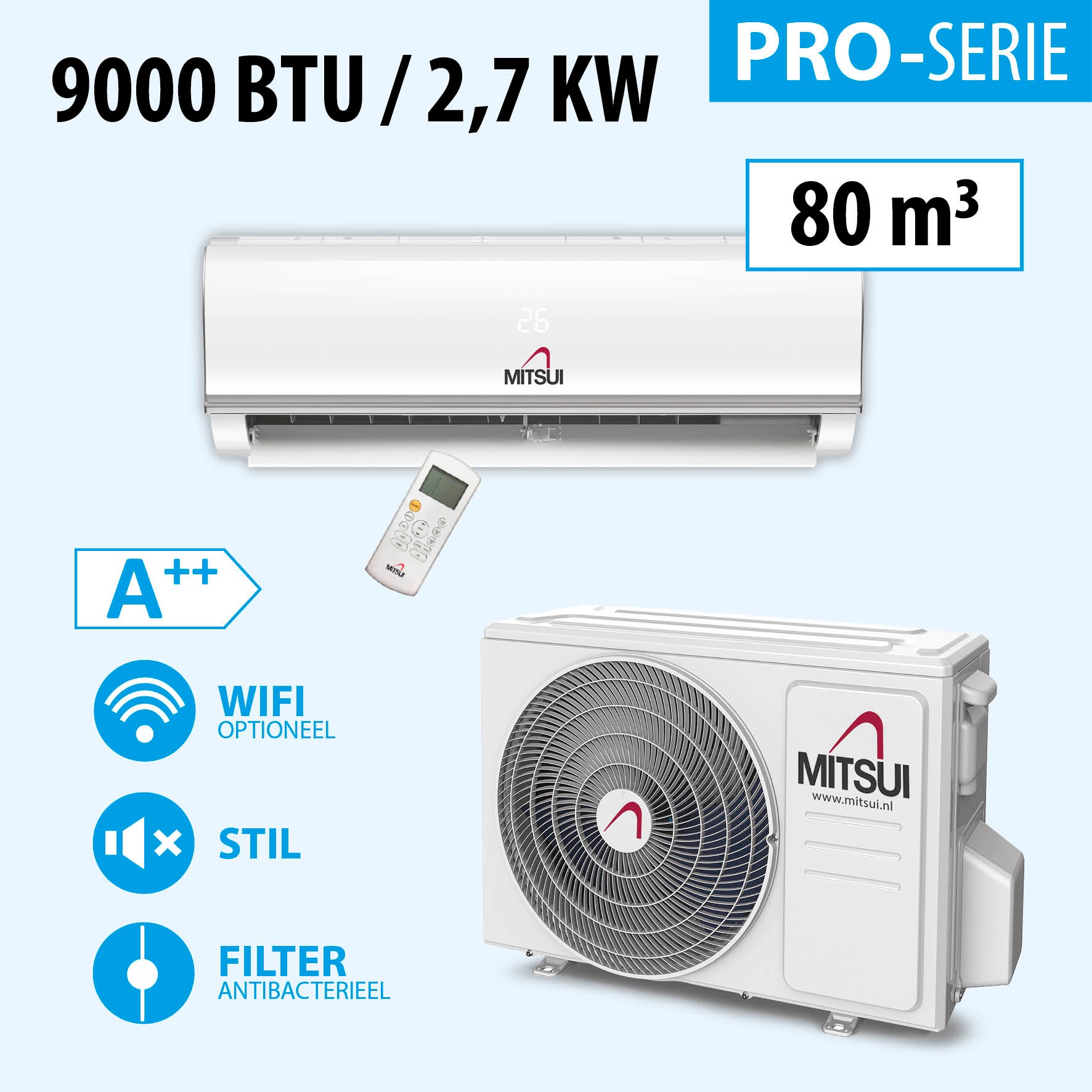 MITSUI PRO 9000BTU (A++) 80m3 KOELEN