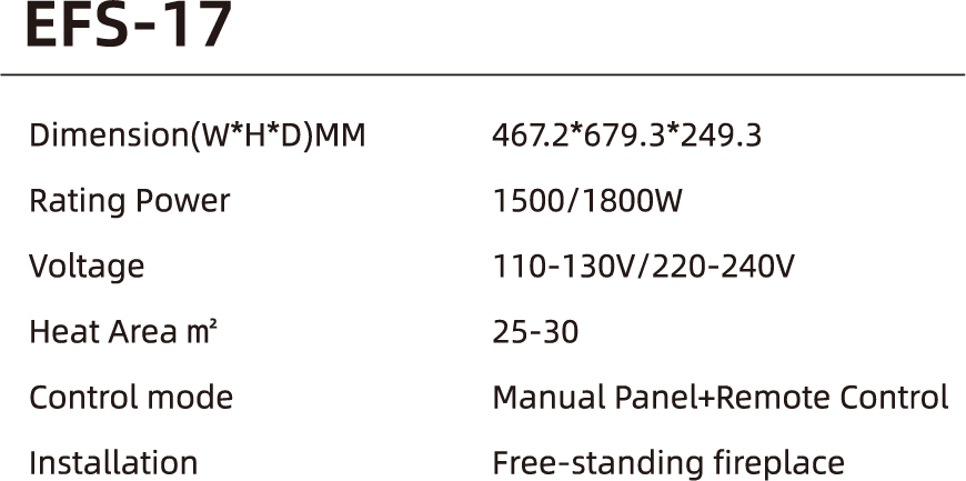 ELECTRIC FIREPLACE EFS-17