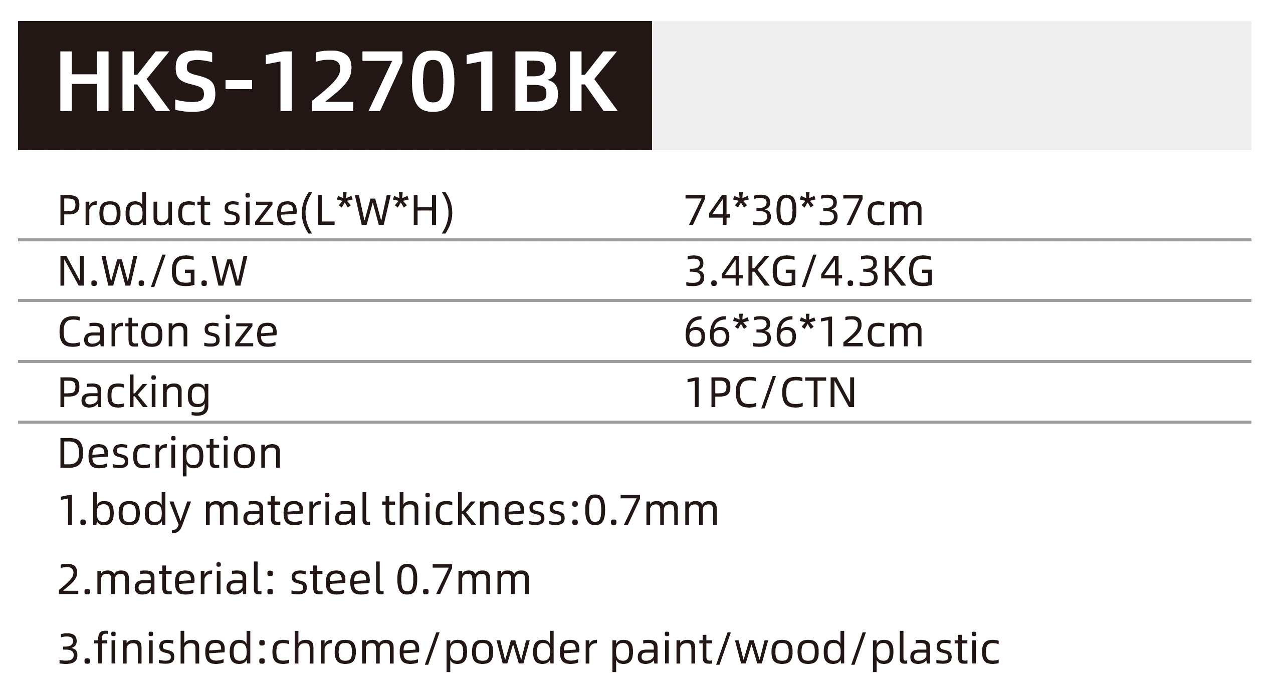 BBQ GRILL HKS-12701BK