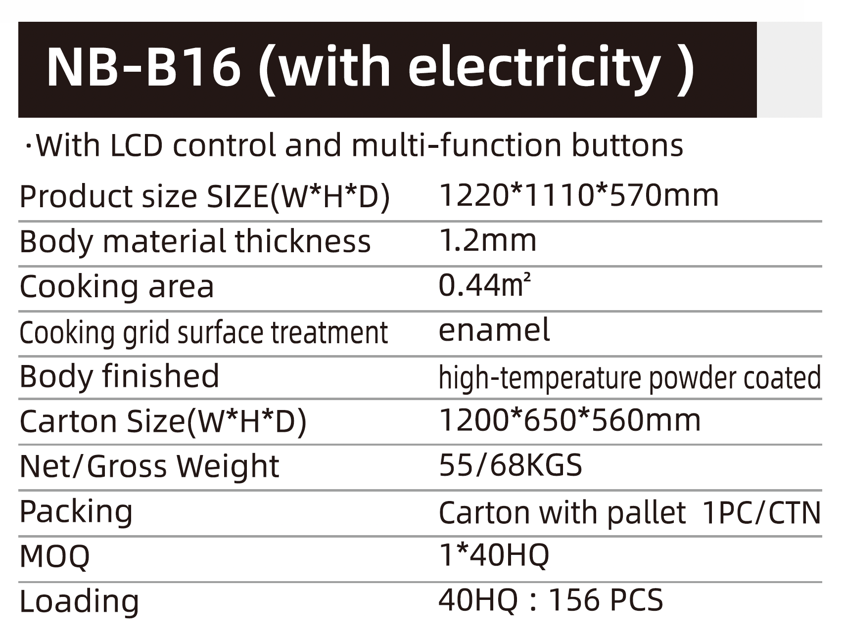 BBQ GRILL NB-B16 (ELECTRIC)