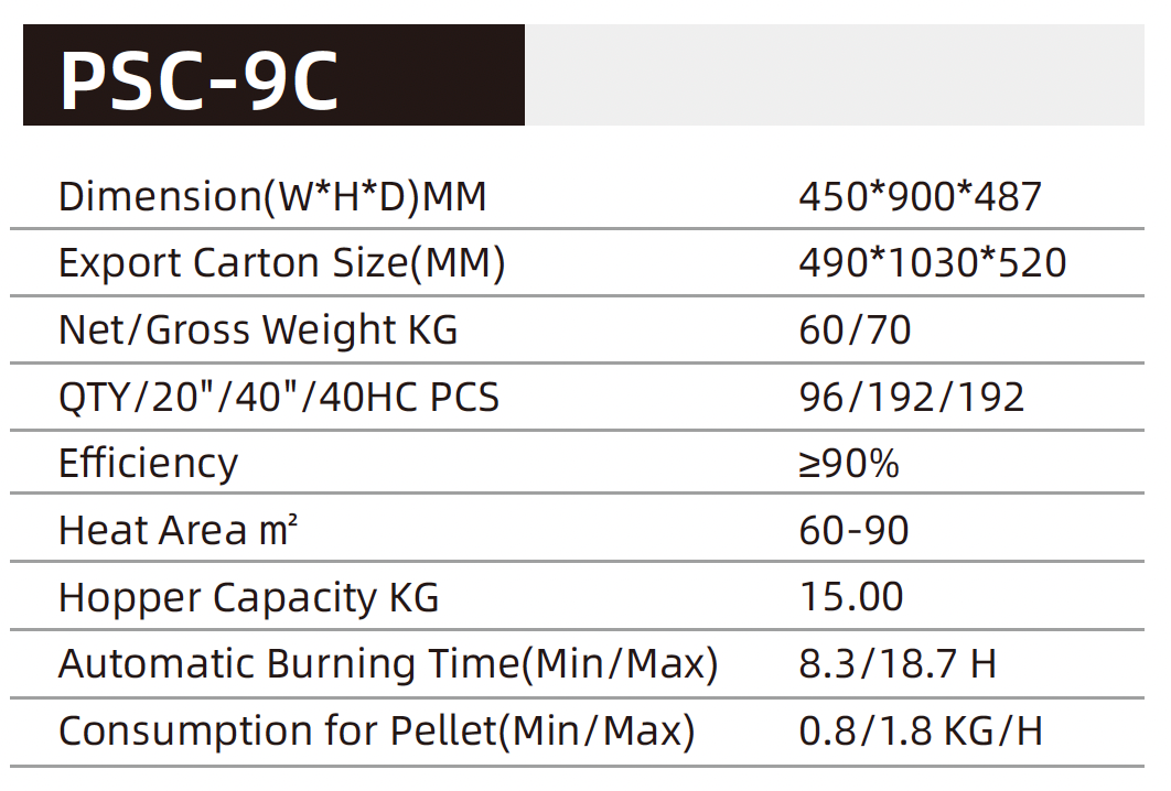 PELLET STOVE PSC-9C 9KW