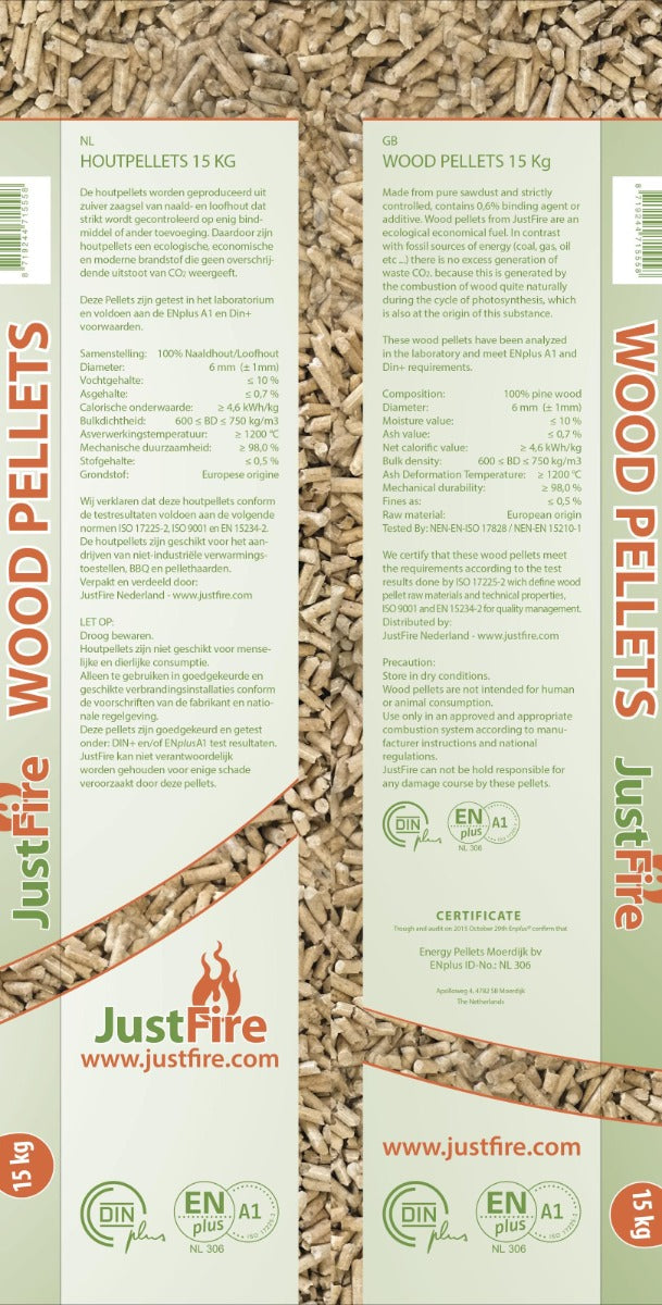 PELLETS JUSTFIRE 990kg (Thuis geleverd)