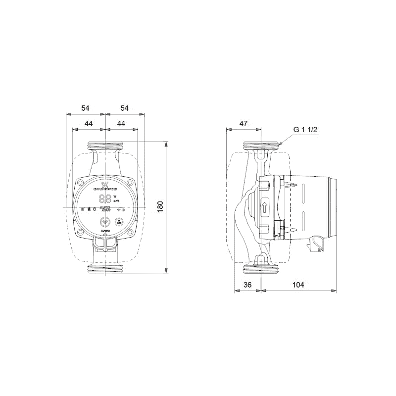 Hewalex GRUNDFOS ALPHA tbv Wisselaar