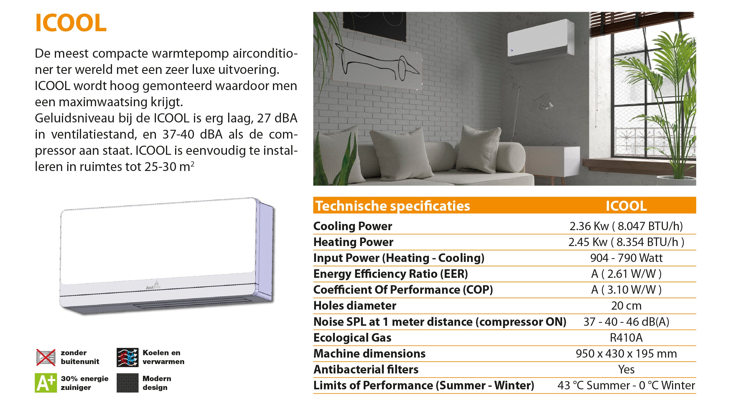 ICOOL MONOBLOCK WIT(geen buitenunit)